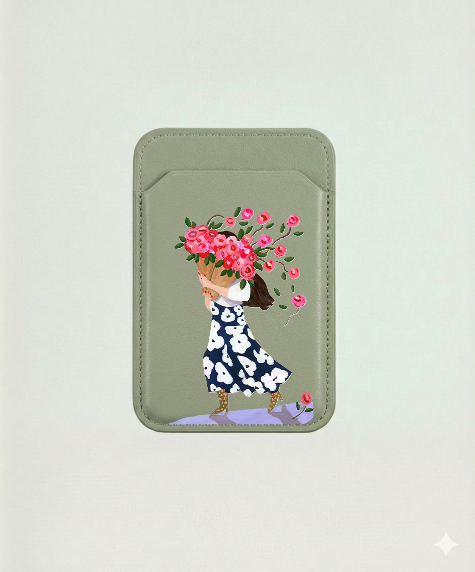 Magnetic leather wallet