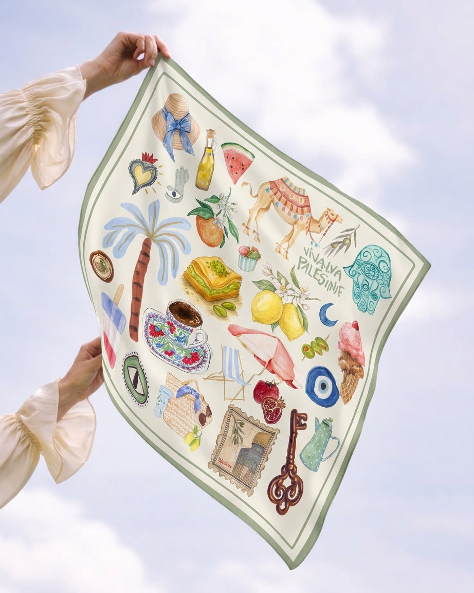 Summer in Palestine Silk Scarf | 21"x21"