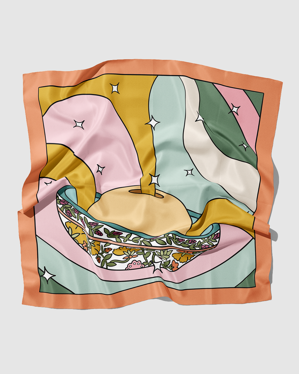 Oriental Mediterranean Silk Scarf | 90 CM