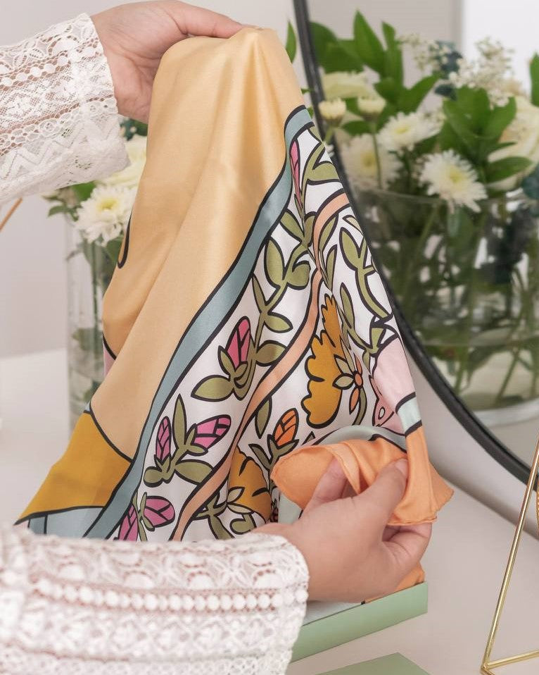 Oriental Mediterranean Silk Scarf | 90 CM