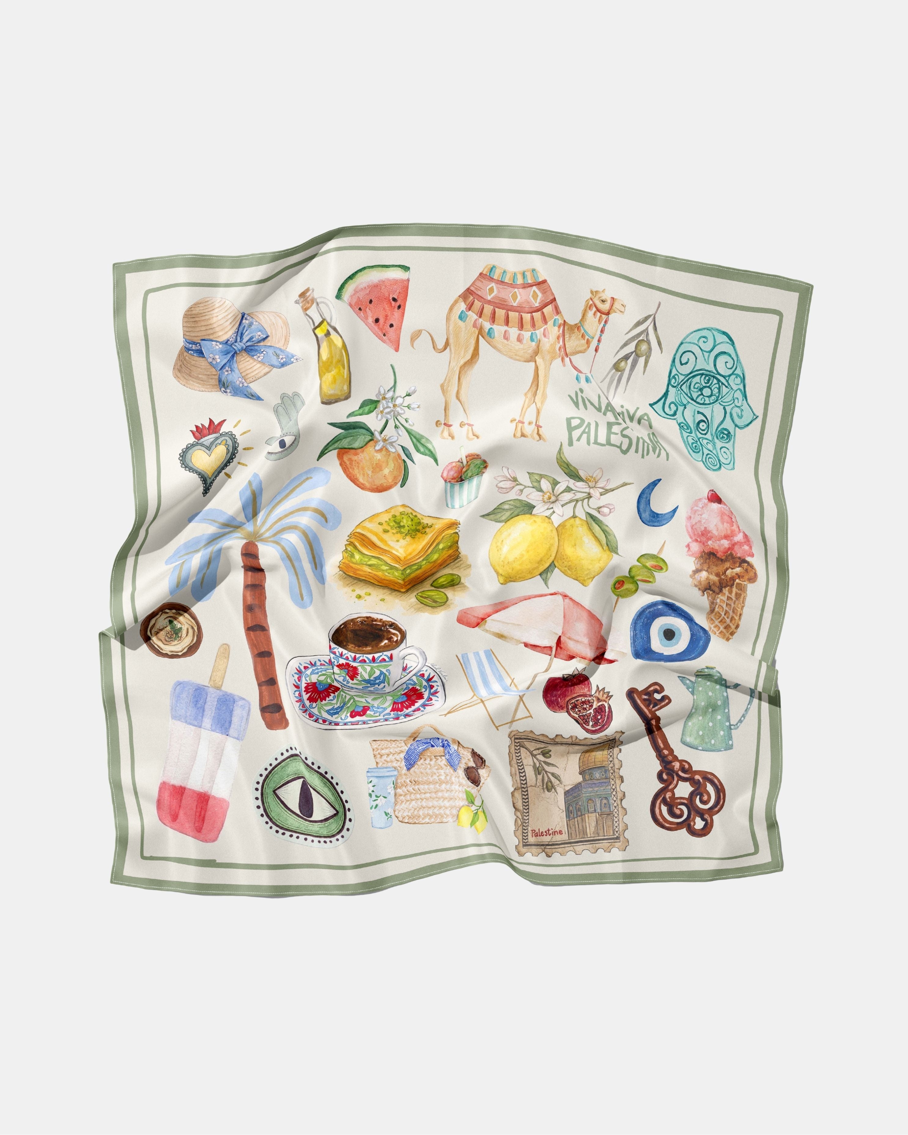 Summer in Palestine Silk Scarf | 21"x21"