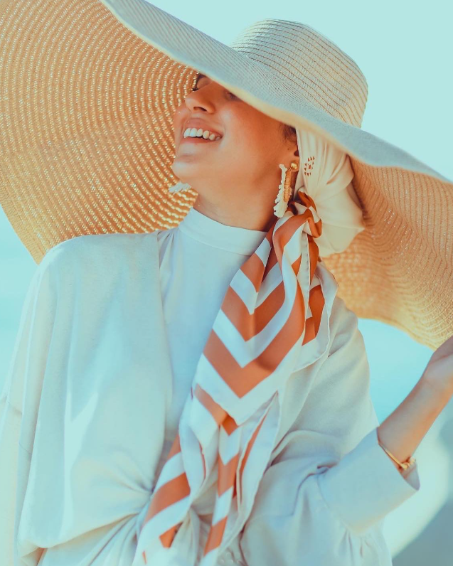 Oriental Motifs Silk Scarf | 90 CM