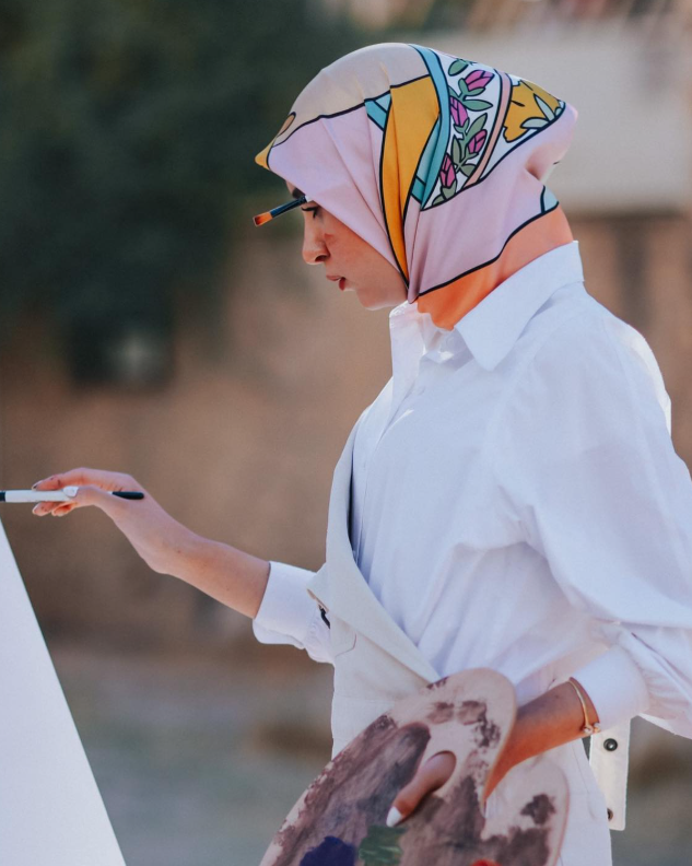 Oriental Mediterranean Silk Scarf | 90 CM