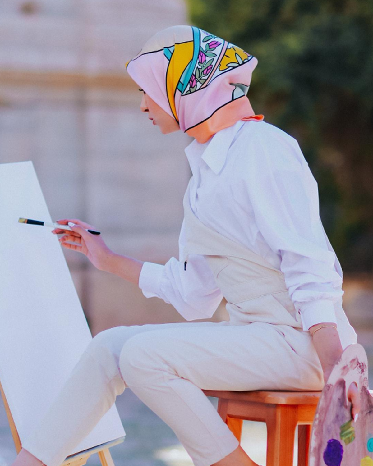 Oriental Mediterranean Silk Scarf | 90 CM