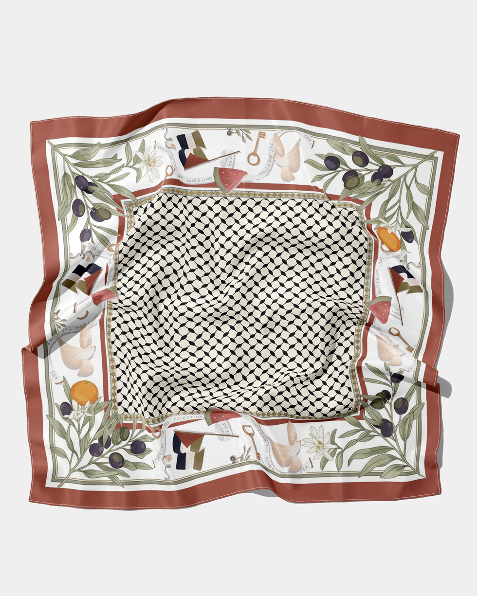 Heritage Silk Scarf - Maroon | 35"x35"