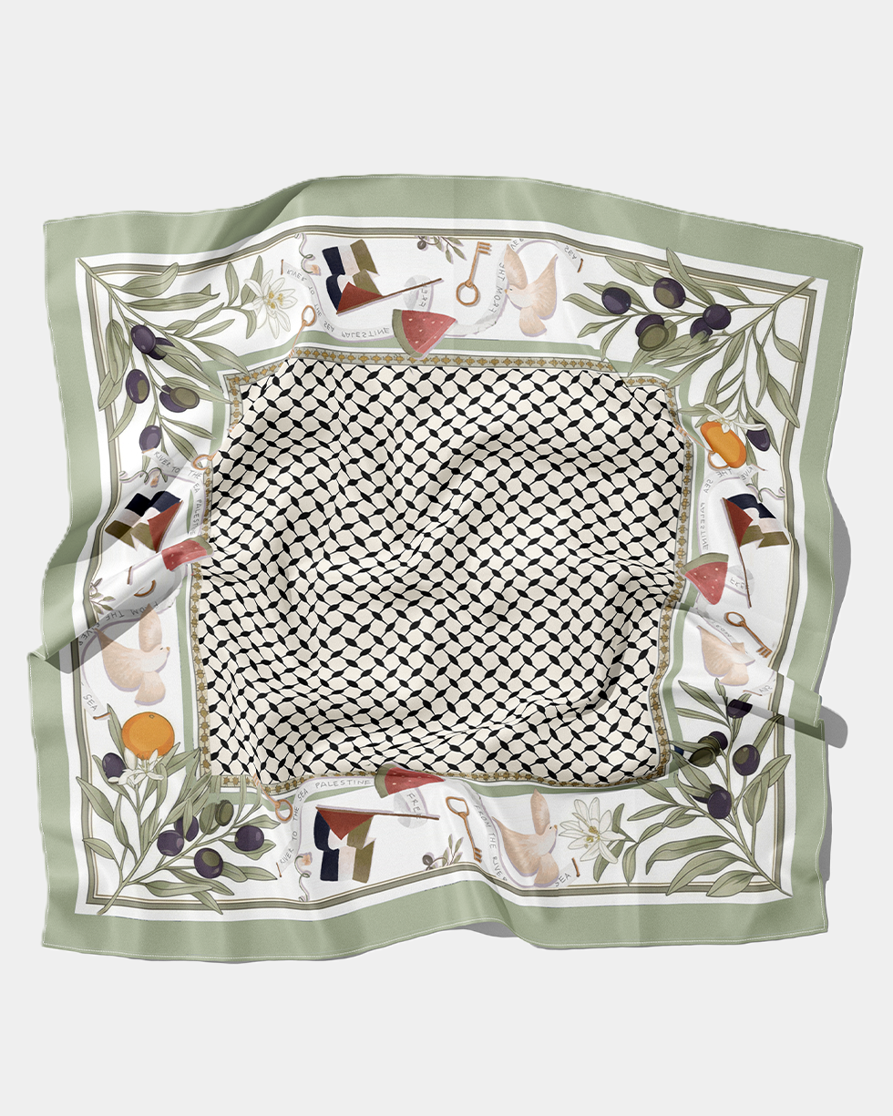 Heritage Silk Scarf - Green | 35"x35"